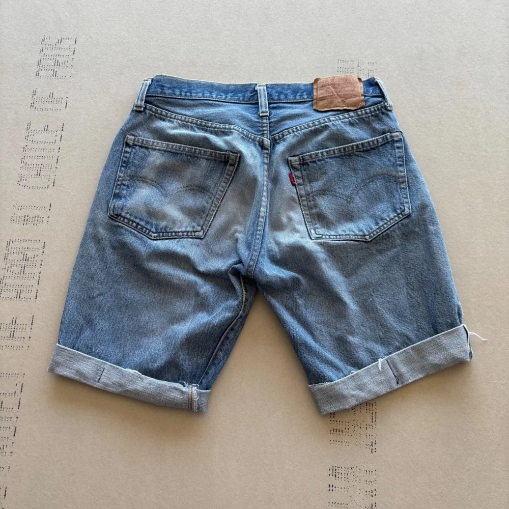 Vintage 80s Levis 501 Selvedge Denim Jean Shorts Light‎ Wash Button Fly